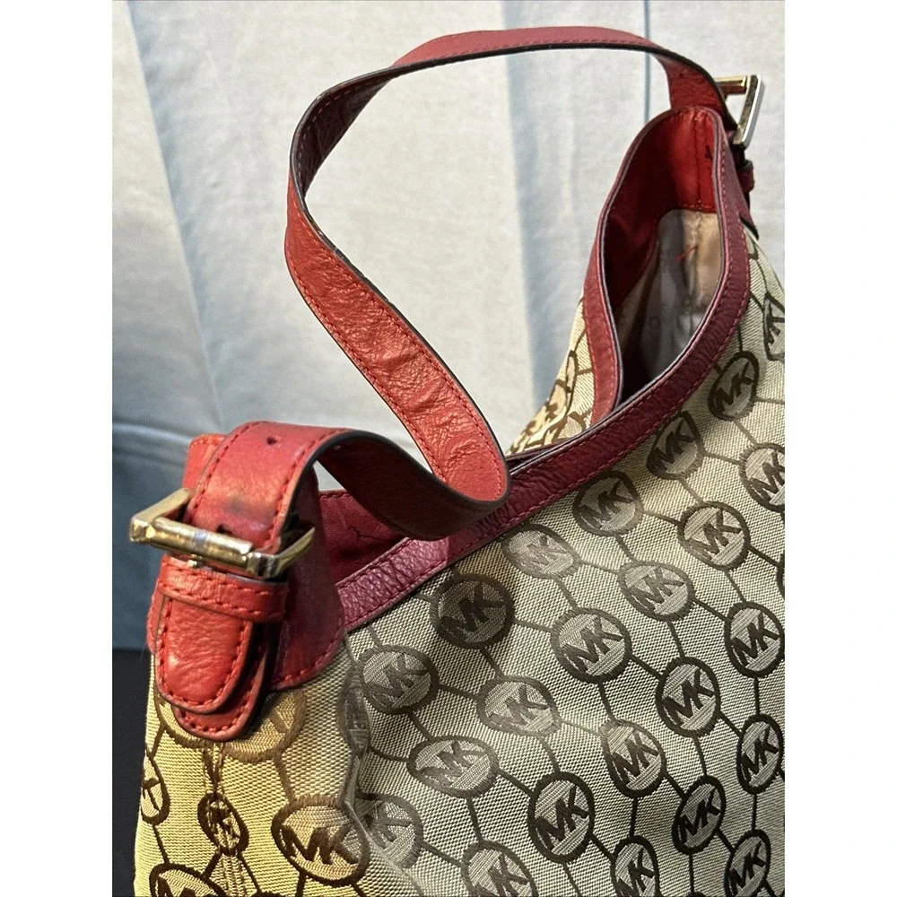 Michael Kors Signature Hobo Tab Brown Shoulder‎ Bag Purse Satchel Handbag